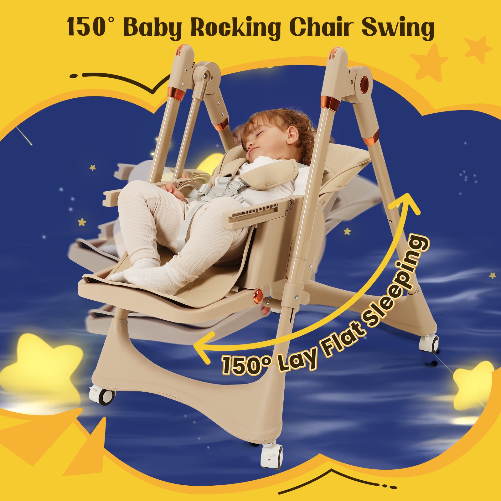 Baby High Chair | 6-in-1 Rocking Toddler Chair & Travel High Chair for Toddlers