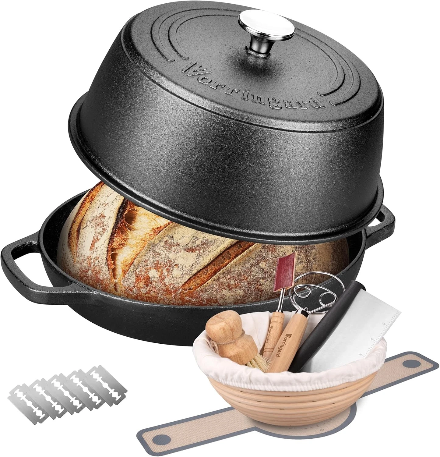 Cast Iron Dutch Oven Pot W/ Lid Bread Baking include Sourdough Bread Baking