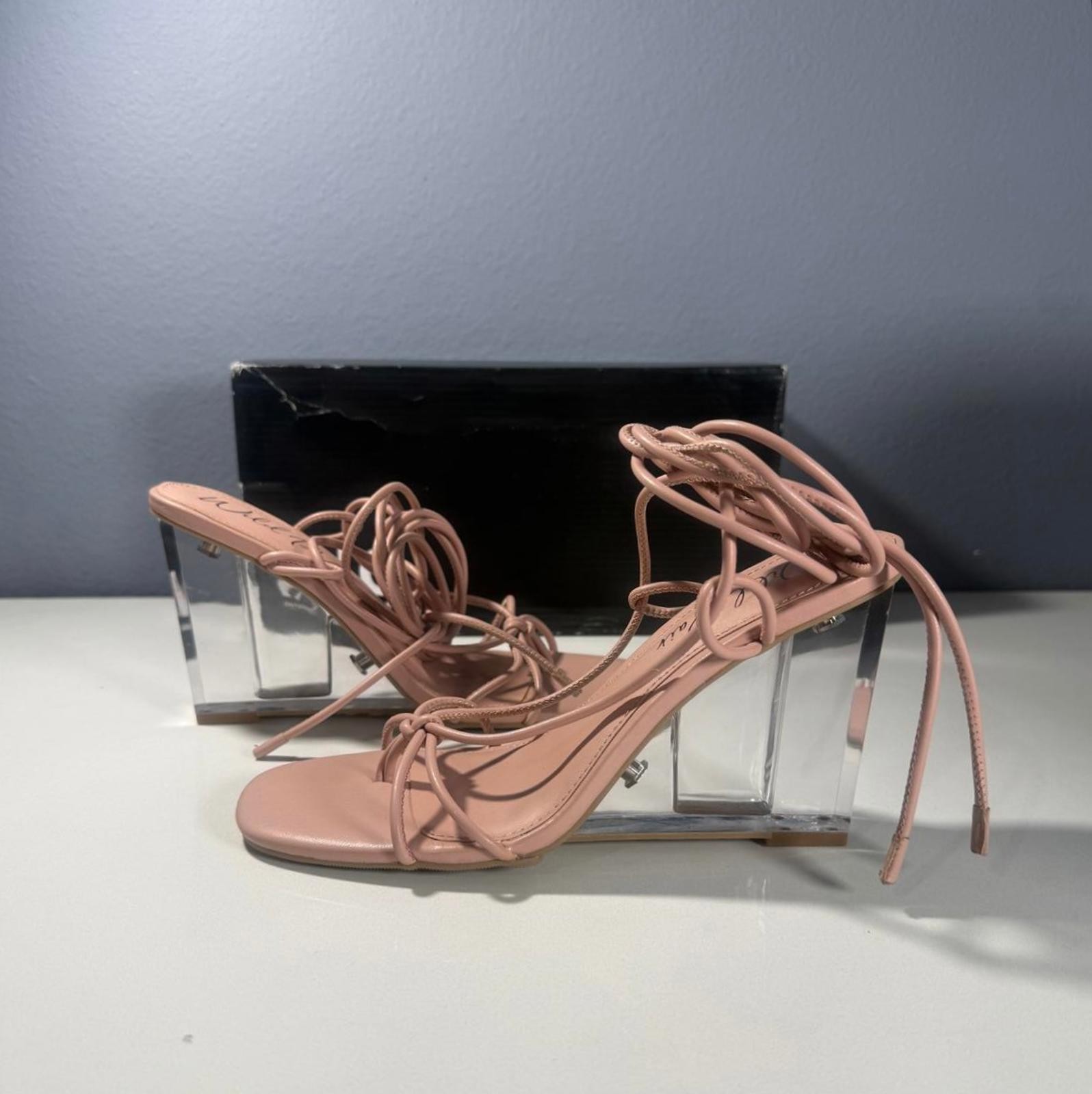 I.N.C. International Concepts Nude Strappy Clear Block Heel Sandals