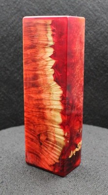 Premium - Hybrid Stabilized Flaming Red Box Elder Knife Block (RD213)
