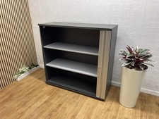Haworth* Dark Grey Tambour Cupboard / Cabinet - 2 X Shelf’s - CAN DELIVER
