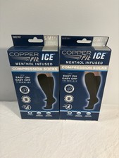 Copper Fit Ice Compression Socks Menthol Infused Black S/M Lot Of 2 New