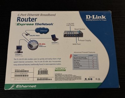 D-Link DI-604 4-Port Ethernet Broadband Router - NEW
