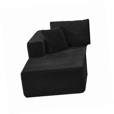 Minimalist L-Shaped Sofa with Luxe Corduroy Fabric - Beige, Perfect for