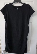 Sonoma Goods Womens XL Maternity T-Shirt Dress Black Ruched Short Sleeve