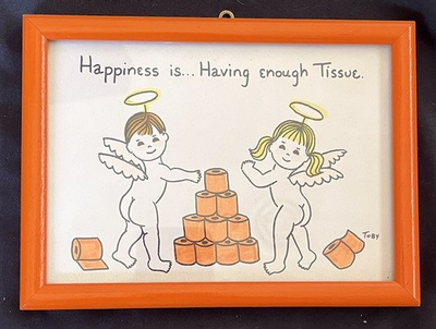 #ad #ad Happiness Is Having Enough Tissue Toilet Paper Bathroom Angels Print By TOBY $19.99