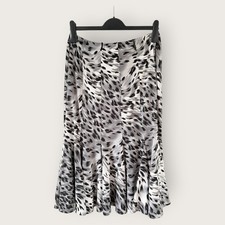 Gilani Vintage Y2K Skirt 10 12 Animal Brush Print Midi Multi Grey Black Godet