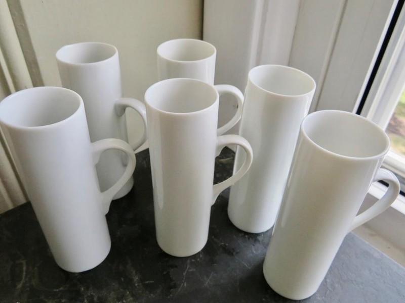 Set of 6 Lagardo Tackett Modern White Porcelain Espresso Cups Schmid 60 4" Tall
