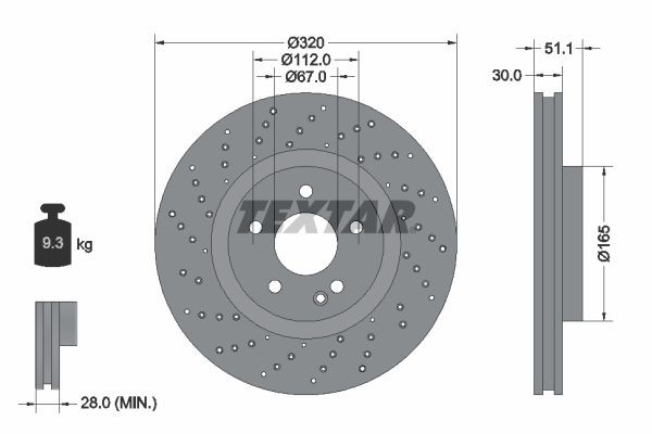 2X Bremsscheibe Vorne Textar 92262105 FÜR Mercedes-image