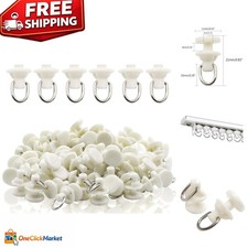50 Silent Curtain Track Rollers - Plastic Gliders 11x21mm for Home Office