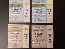 4 No. ENGLAND v SPAIN 1968 and RUMANIA 1969 WEMBLEY TICKET STUBS - VG CONDITION