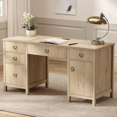 Modern Executive Desk with File Drawers Cabinet,59'' Computer Desk with Charging