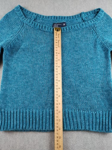 American Eagle Sweater Cropped Knit Juniors Girls Medium Long Sleeve Boat Neck - Picture 16 of 21