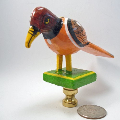Lamp Finial Hand Painted Wooden Folk Art Bird Chicken Crafted in India FB110