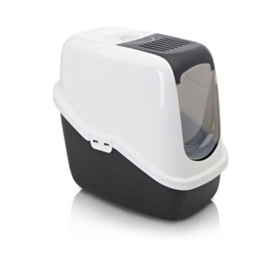 Savic Nestor Katzentoilette Home weiß/schwarz 56x39x38,5cm - Katzentoilette Ablage