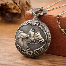 Steampunk Elgin Pocket Watch Engraved Vintage Pendant Compass Antique Necklace