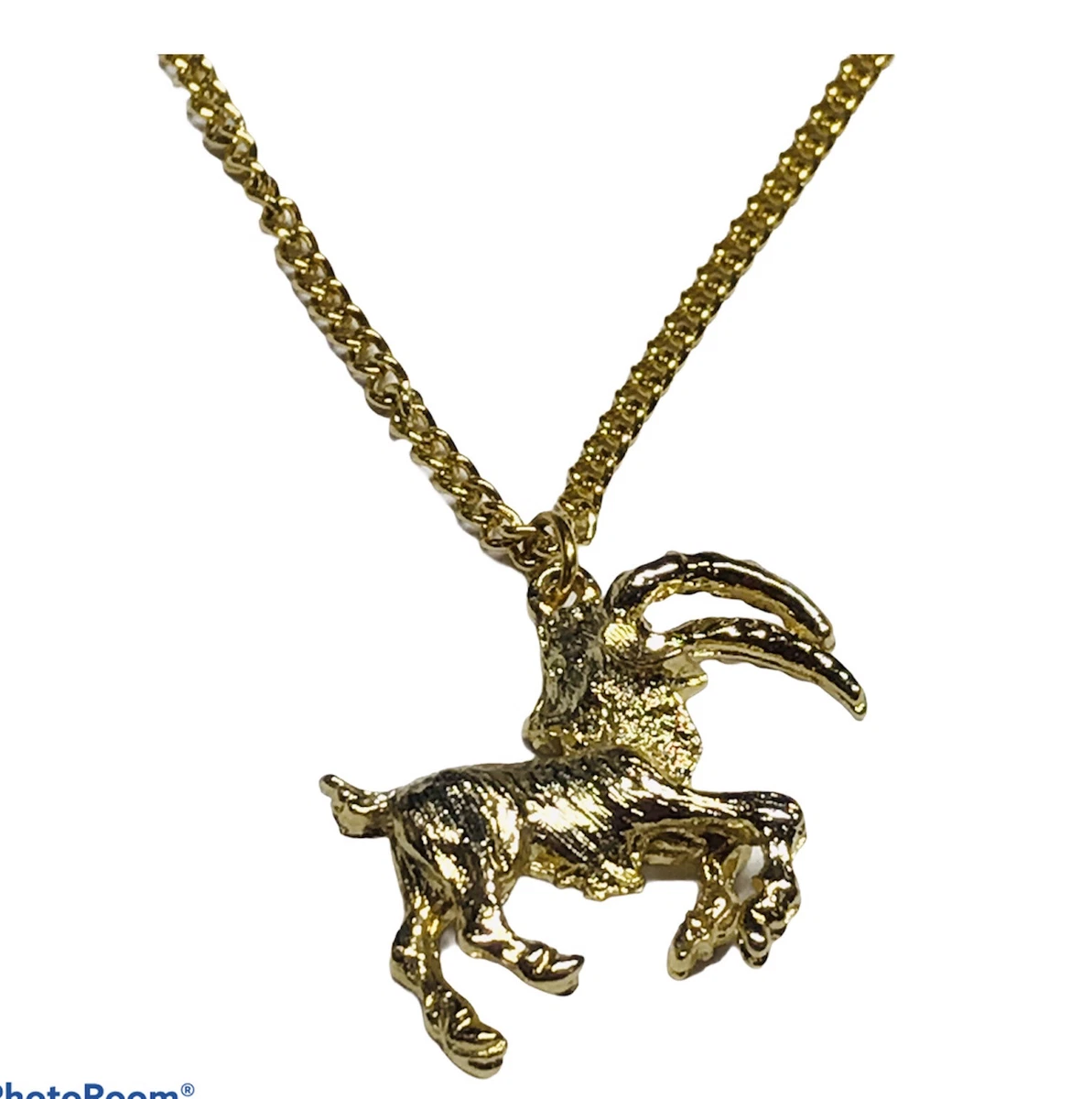 Vintage Zodiac Capricorn Pendant Necklace Gold Plate Necklace 16