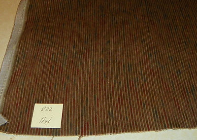 Brown Burgundy Blue Stripe Velvet Upholstery Fabric By the Yard (R22-RK7)