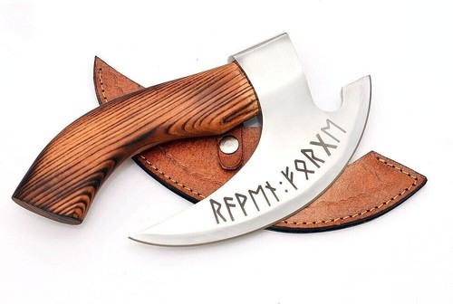 Handmade Custom Viking Pizza Cutter Axe Stainless Steel Blade & Leather Sheath A - Picture 5 of 7