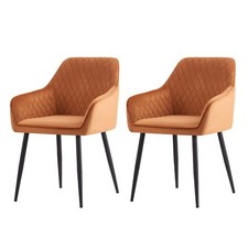 Image of 1/2 X Dining Chairs Velvet Set Padded Seat Metal Leg Kitchen Chair Home Office