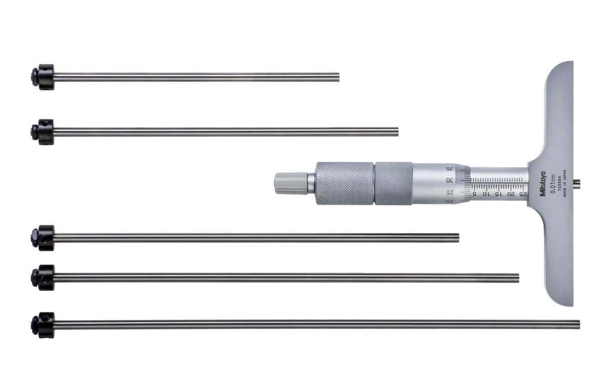 Mitutoyo Digital Depth Micrometer 329-511 DMC100-150DM with 6 Rods Mitutoyo Digital Depth Micrometer 329-511 DMC100-150DM with 6 Rods