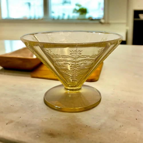 Vintage Federal Glass Cone Shape Footed Sherbet Madrid Amber