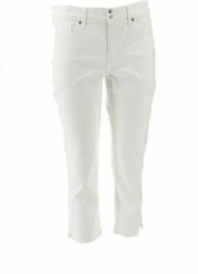 NYDJ Cool Embrace Skinny Crop Pants with Side Slits-Optic White-Reg 14 A377695
