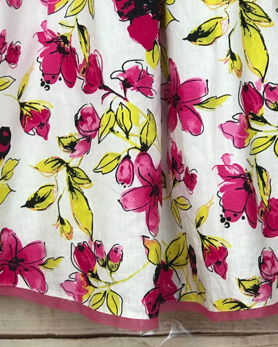 Pinky Girl 6 Party Dress Floral Lined Linen Blend Ruffled Skirt High Waist - Picture 4 of 8