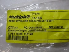 1 Pack of 13 - Multiplex 16-1630 / 19-0971 In-Line Check Valve 3/8