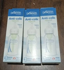 Dr. Brown's Anti-Colic Plastic Baby Bottle - 4 oz - 120ml Narrow set of 3 bottle