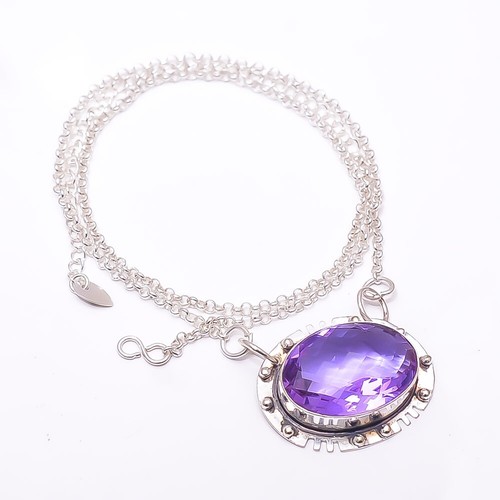 Colour Changing Alexandrite 925 Sterling Silver Chain Pendant 19-23" CP8