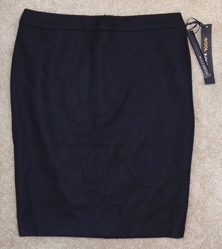 New Willi Smith Sz 6 Skirt Black Wool Blend Straight Pencil Below Knee Lined