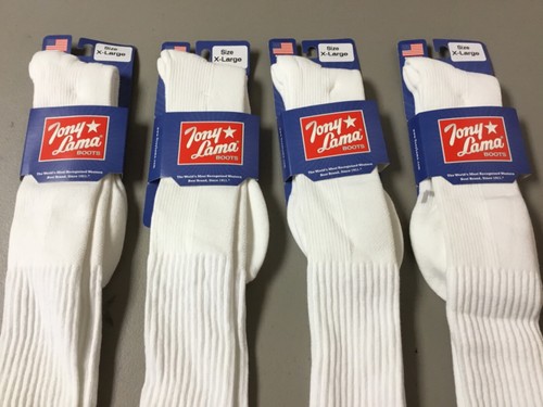 NWT Men's Tony Lama Boots OTC Socks 4 Pair Size XL White #38W - Picture 2 of 2