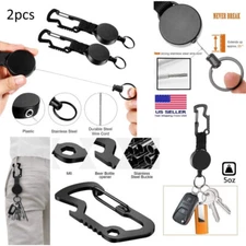 2pcs Steel Wire Rope Elastic Key Chain Recoils Retractable Anti Lost Badge Reel