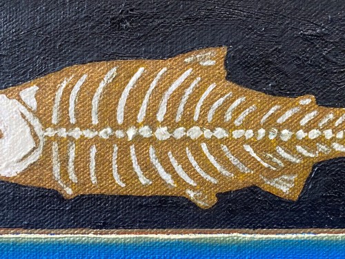 🔥 Vintage Modern Minimalist Pacific Northwest Salmon Fish Painting, Anne Vaasjo - Picture 8 of 20
