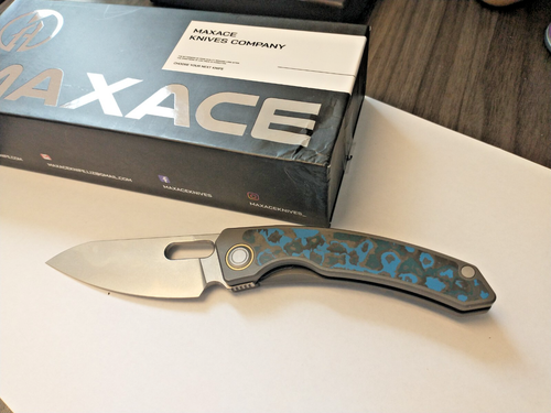 Maxace Black Mirror Framelock Titanium & Carbon Fiber Folding M-Cut Knife MM411B