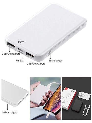 5000MAH  Mini version fast charging power bank-White - Picture 1 of 8