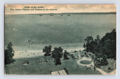 Postcard New York Willsboro NY Camp Pines Four Brother Isalnds 1910s Unposted