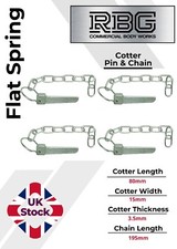 4x Flat Sword Cotter Pin Tab Washer & Chain Trailer Horsebox Dropside Tail Gate