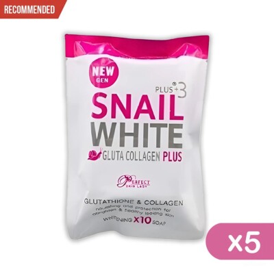 5x SOAP SNAIL WHITE COLLAGEN PLUS GLUTA WHITENING SKINx10 SOAP VITAMIN C & E 80G