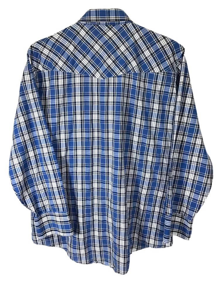 Camisa ELY Cattleman Para Hombre XL Cuadros Perla A Presión Manga Larga Vaquero Occidental Foto 3 de 4