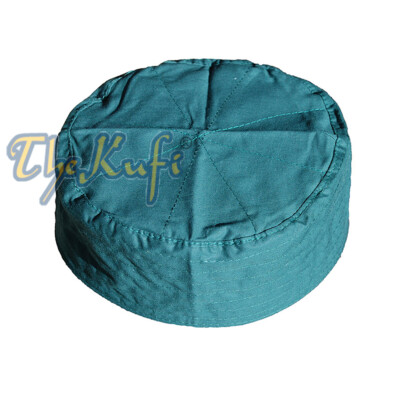 Dark Green Turkish Simple Plain Flat-top Thin Fabric Kufis - Muslim Prayer Hat