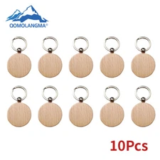 10 Pcs Circle Engraving Blank Wood Keychain Custom Key Tags Personalized Gift