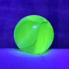 Vintage Uranium Glass Green Cats Eye in Clear .625" Diameter Marble