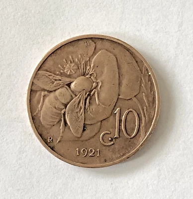 ITALIE 10 Centesimi Victor Emmanuel III / Abeille 1921 Rome - R - Photo 1/2