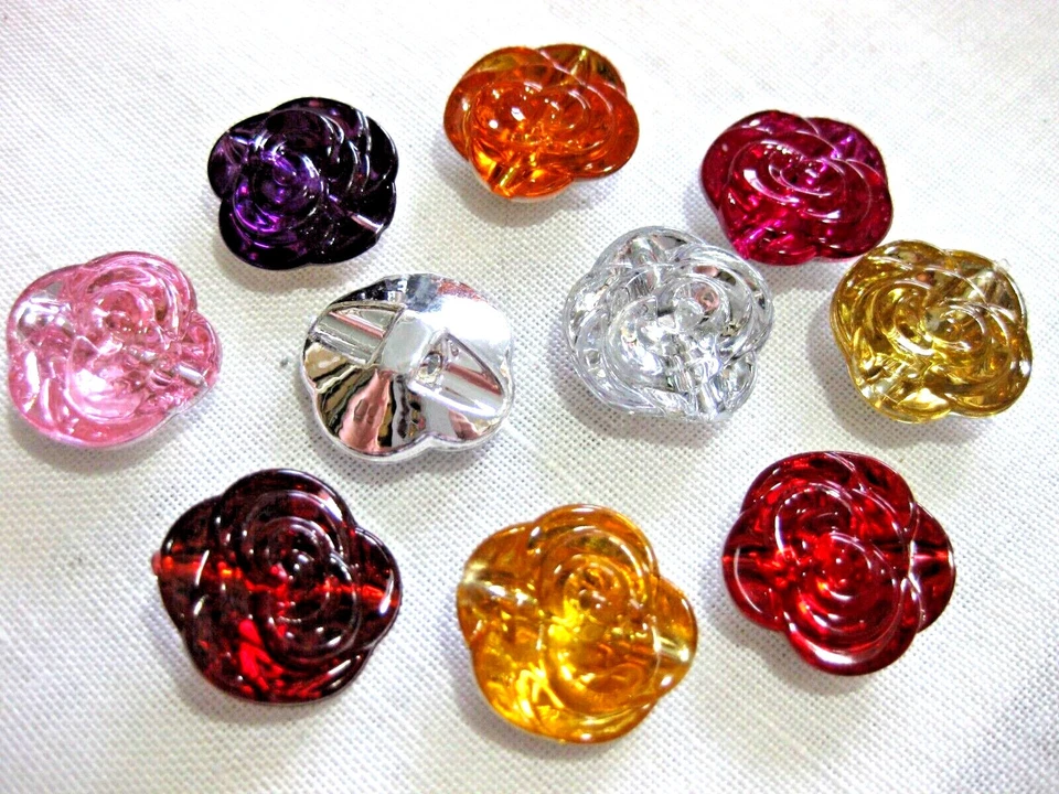 8 Knöpfe Blumen Rosen 20 mm, verschiedene Farben, Farbe wählbar K88.2E - Bild 3 von 4