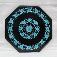 2' black coffee center marble table top inlay malachite mosaic home decor