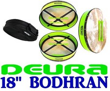 DEURA SDC 18 INCH GREEN IRISH BODHRAN  CASE  2 BEATERS DB18PG