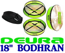 DEURA SDC 18 INCH GREEN IRISH BODHRAN + CASE + 2 BEATERS DB18PG