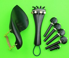 1 set ebony 4/4 violin accessories.pegs tailpiece chin rest tuners Tail Gut